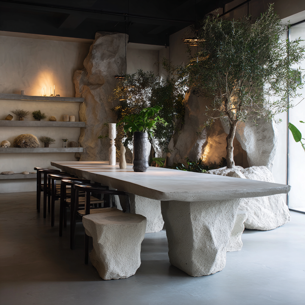 Custom microcement dining table